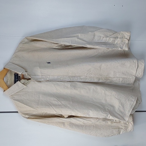 Ralph Lauren Classic Fit Pale Yellow / Blue Checked Dress Shirt Preppy Sz.2X - Picture 1 of 5